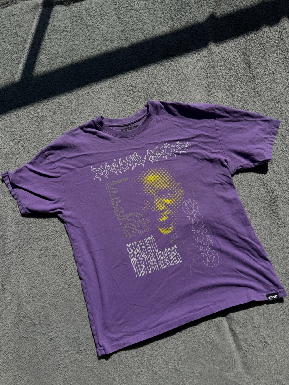 Pull&Bear Purple Graphic Tee with Yellow Accent